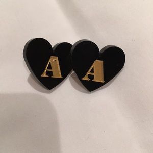 Y2K A Initial heart earrings